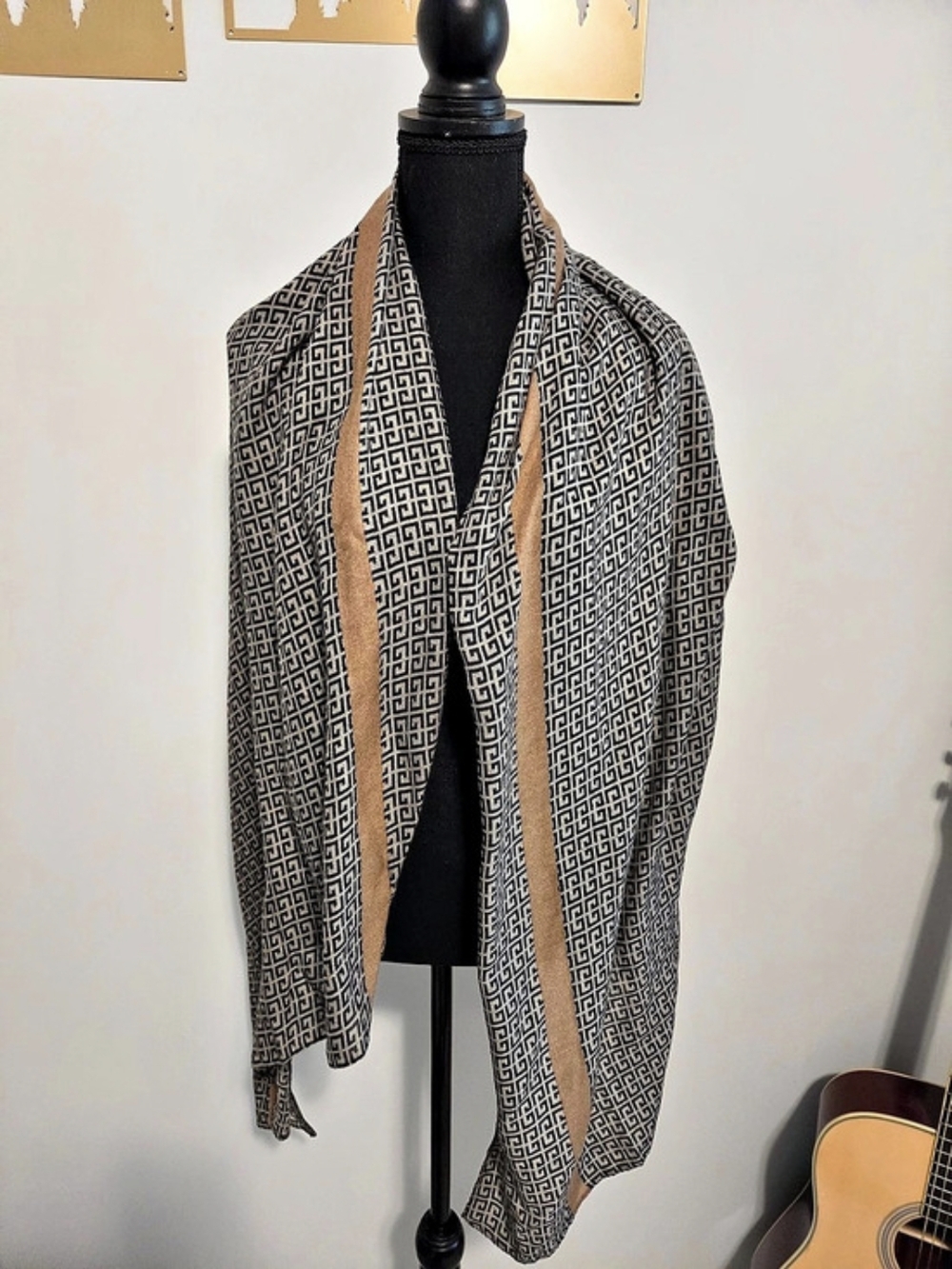 Geometric Scarf in Brown & Black Like New